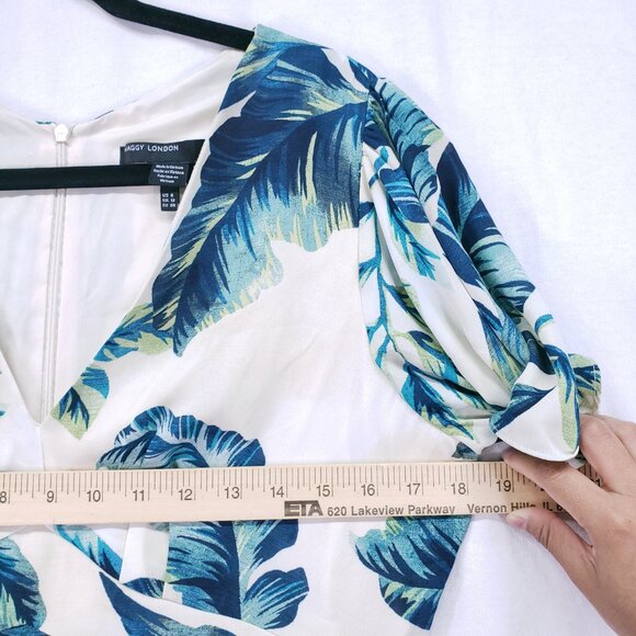 Maggy London Multicolor Hawaiian Tropical V Neck Ruffled Accents Maxi Dress 8 - Picture 4 of 16